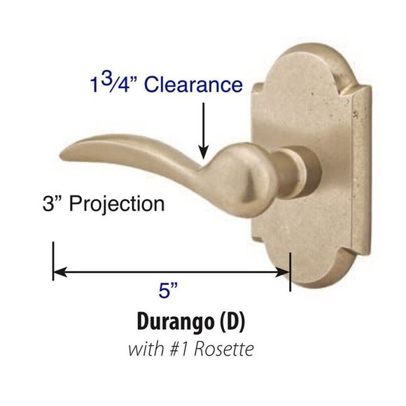 Emtek 7058DMB Durango Double Dummy Lever Set Door Handle Open Box Medium Bronze - Picture 2 of 6